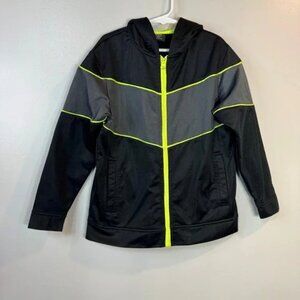 Vintage Starter Track Jacket Hoodie Boys Sz 6/7 Black and Neon Zip Up Activewear